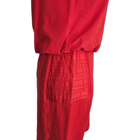 Gianni Bini Red-Orange Scoop Neck Blouson Mini Dress - Picture 4 of 7